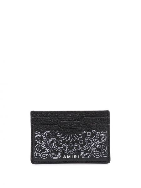 Usnjena denarnica s potiskom Amiri črna