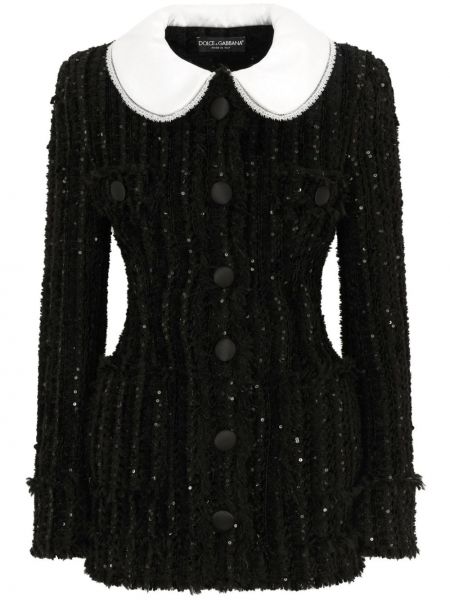Veste à paillettes en tweed Dolce & Gabbana noir