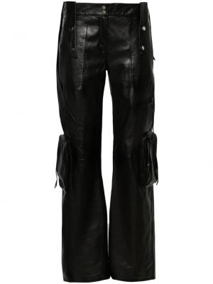 Pantalon cargo en cuir avec poches Blumarine noir