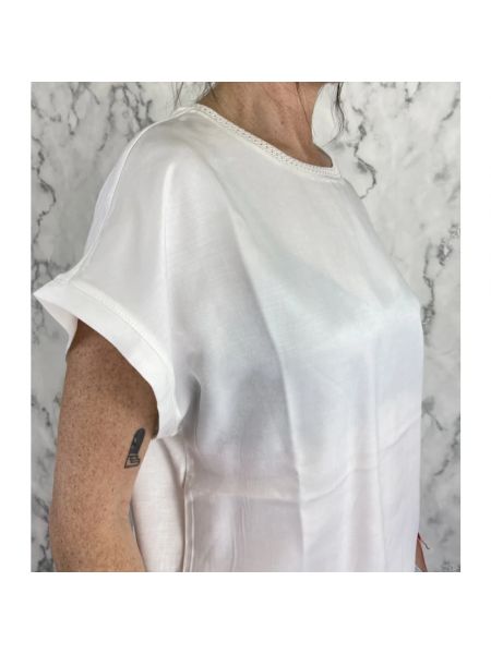 Satynowa koszulka bawełniana Garcia biała
