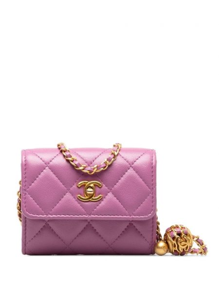 Mini torba sa perlicama Chanel Pre-owned ljubičasta