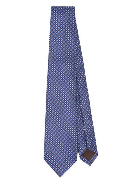 Жакардова копринена вратовръзка Canali синьо