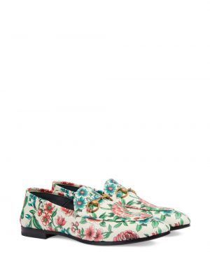 Květinové loafers s potiskem Gucci bílé