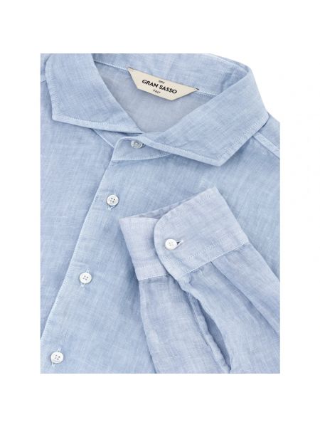 Camisa de lino manga larga Gran Sasso azul