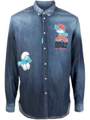 Дънкова риза с копчета Dsquared2 синьо