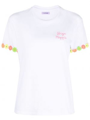 Памучна тениска на цветя Mc2 Saint Barth бяло