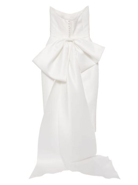 Sukienka koktajlowa z kokardką z wysoką talią Amsale biała