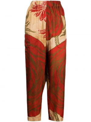 Pantaloni cu model floral cu imagine Uma Wang maro