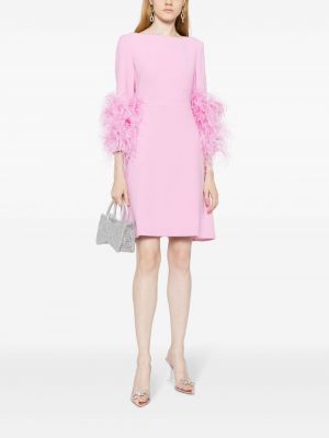 Koktejlové šaty z peří Huishan Zhang růžové