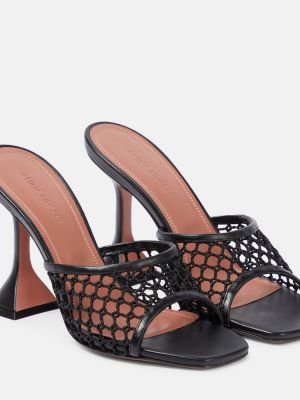 Kožené sandále Amina Muaddi čierna