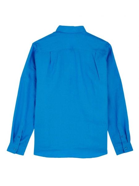Lniana haftowana koszula Vilebrequin niebieska