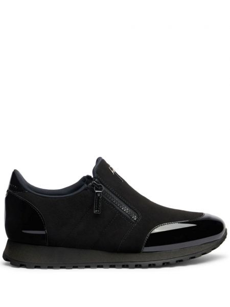 Pantofi loafer din piele de căprioară cu fermoar Giuseppe Zanotti negru