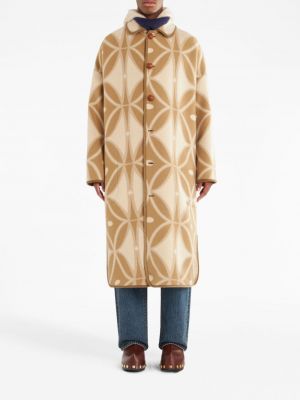 Manteau en laine à motif géométrique Etro beige