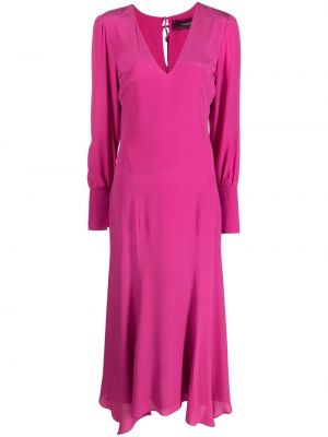 Svilena midi haljina Patrizia Pepe ružičasta