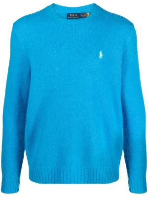 Maglione ricamata con scollo tondo Polo Ralph Lauren blu