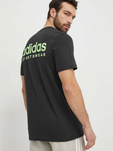 Koszulka bawełniana z nadrukiem Adidas szara
