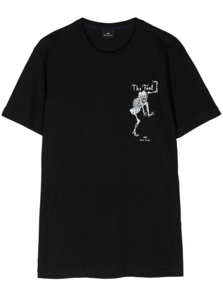Kokvilnas t-krekls ar apdruku Ps Paul Smith melns
