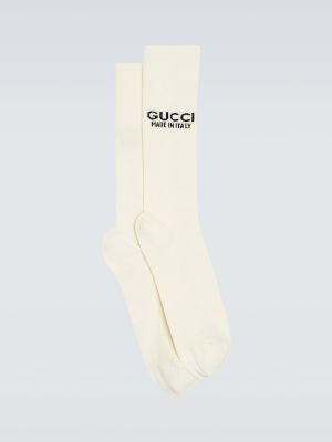 Bavlnené ponožky s potlačou Gucci biela