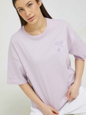 Koszulka bawełniana Fila fioletowa