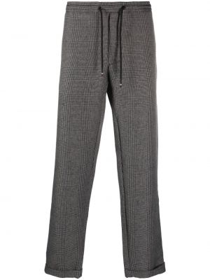 Ravne hlače z vezenjem s karirastim vzorcem Tommy Hilfiger siva