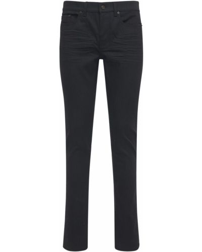 Bavlněné skinny džíny s nízkým pasem Saint Laurent černé