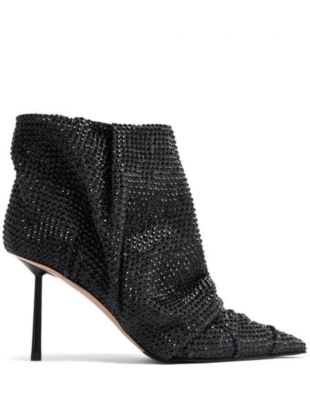 Čevlji do gležnjev z draperijo s kristali Le Silla črna