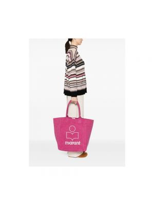 Bolso shopper con bordado de cuero Isabel Marant rosa