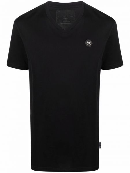 Camiseta con escote v Philipp Plein negro