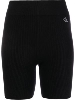 Плетени дънкови шорти Calvin Klein Jeans черно