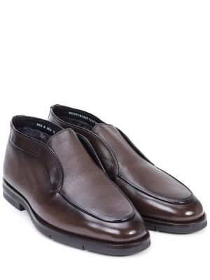 Кожаные ботинки с мехом Santoni коричневые