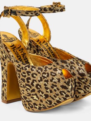 Коричневые леопардовые босоножки на платформе с принтом Vivienne Westwood