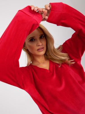 Βελούδινη μπλούζα με λαιμόκοψη boatneck Fashionhunters κόκκινο