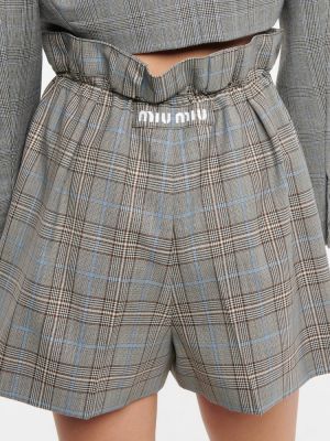 Vlnené šortky Miu Miu sivá