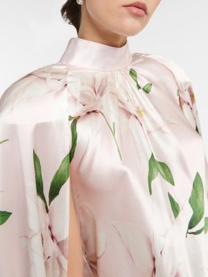 Rochie midi de mătase cu model floral Rodarte