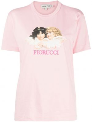 Тениска с принт Fiorucci розово