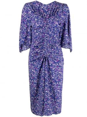 Květinové hedvábné šaty s potiskem Isabel Marant modré