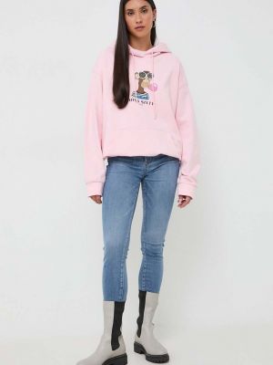 Pamučna hoodie s kapuljačom Miss Sixty ružičasta