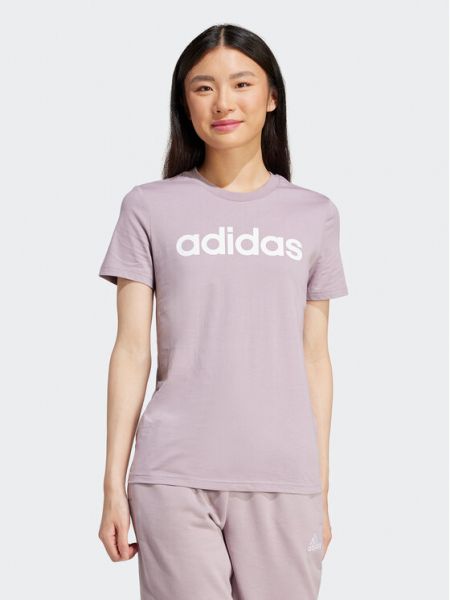 Marškinėliai slim fit Adidas violetinė