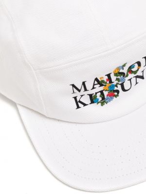 Bavlněná kšiltovka s potiskem Maison Kitsuné bílá