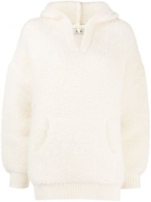Fleecový pulovr s kapucí B+ab bílý