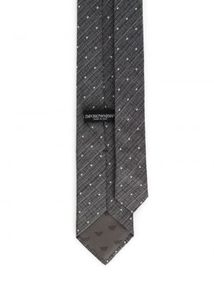 Puntíkatá hedvábná kravata s potiskem Emporio Armani šedá