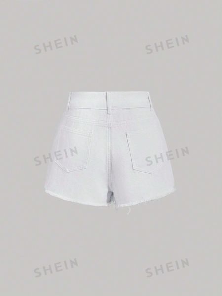 Однотонные джинсовые шорты с потертостями Shein белые