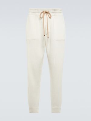 Kašmírové teplákové nohavice Brunello Cucinelli biela