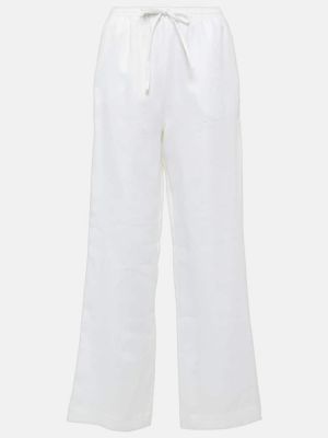 Lanene ravne hlače Asceno bela
