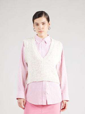 Меланжов пуловер Esmé Studios бяло