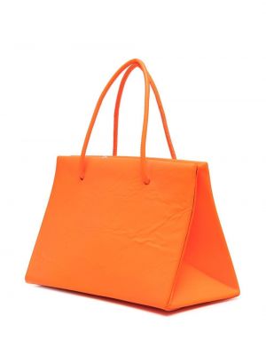 Leder shopper handtasche mit print Medea orange