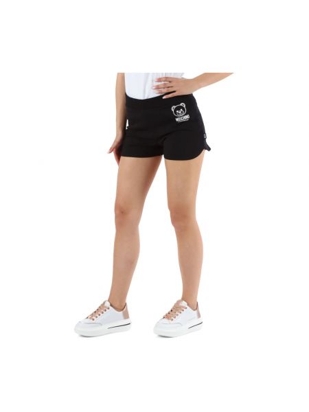 Pantalones cortos deportivos de algodón con estampado Moschino negro