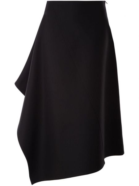 Jupe mi-longue en coton asymétrique Bottega Veneta noir