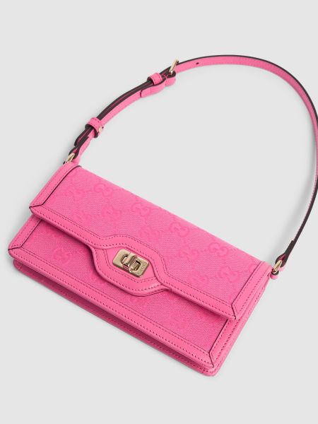 Кожени чанта за ръка Gucci розово