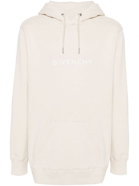 Raštuotas medvilninis džemperis su gobtuvu Givenchy smėlinė